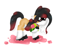 Size: 4000x3000 | Tagged: safe, artist:euspuche, oc, oc only, oc:liliya krasnyy, earth pony, pony, female, ink, looking at you, scared, simple background, splatoon, transparent background, vector, weapon