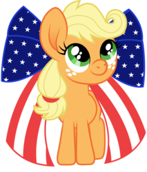Size: 825x968 | Tagged: safe, artist:cloudy glow, applejack, earth pony, pony, g4, american flag, amerijack, bow, cute, female, filly, filly applejack, freckles, jackabetes, mare, simple background, solo, transparent background, united states, young, younger