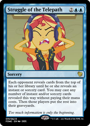 Size: 375x523 | Tagged: safe, sunset shimmer, equestria girls, g4, my little pony equestria girls: better together, overpowered (equestria girls), earmuffs, geode of empathy, lalala, magic the gathering, trading card, trading card edit