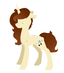 Size: 1052x1200 | Tagged: safe, artist:person8149, oc, oc only, oc:lilysong, pony, unicorn, ear piercing, earring, female, floppy ears, hooves, horn, jewelry, lineless, mare, minimalist, modern art, piercing, simple background, solo, transparent background