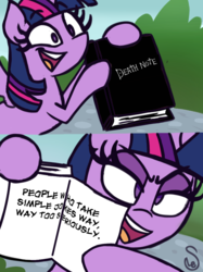 Size: 1080x1442 | Tagged: safe, artist:quarium edits, twilight sparkle, alicorn, pony, g4, death note, ed edd n eddy, exploitable meme, female, lidded eyes, meme, solo, twilight sparkle (alicorn), twilight's death note, twilight's fact book