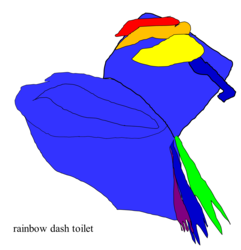 Size: 1146x1189 | Tagged: safe, artist:jacobfoolson, rainbow dash, g4, 1000 hours in ms paint, ambiguous gender, op is a duck, solo, toilet, wat, why, world toilet day