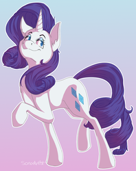 Size: 1024x1293 | Tagged: safe, artist:sonaartist, rarity, pony, g4, female, gradient background, raised hoof, solo