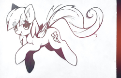 Size: 1095x705 | Tagged: safe, artist:mirroredsea, rainbow dash, pegasus, pony, cute, dashabetes, eye clipping through hair, female, looking at you, mare, monochrome, sketch, smiling, solo, traditional art