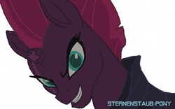 Size: 1920x1200 | Tagged: safe, artist:sternenstaub-pony, tempest shadow, pony, g4, my little pony: the movie, broken horn, evil grin, female, grin, horn, looking at you, silly little ponies, smiling, smirk, solo