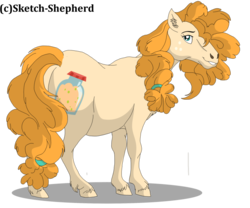 Size: 800x667 | Tagged: safe, artist:sketch-shepherd, pear butter, earth pony, pony, g4, chubby, female, hoers, plump, simple background, solo, transparent background, unshorn fetlocks