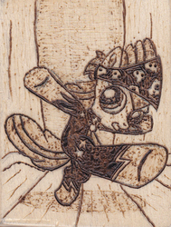 Size: 594x786 | Tagged: safe, artist:malte279, apple bloom, g4, pyrography, show stoppers outfit, stage, traditional art