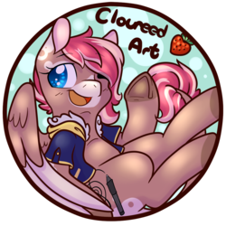 Size: 1000x1000 | Tagged: safe, artist:cloureed, oc, oc only, oc:strawberry breeze, pegasus, pony, long tail, solo