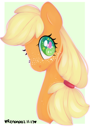 Size: 1595x2264 | Tagged: safe, artist:bunxl, applejack, earth pony, pony, g4, bust, female, freckles, heart, heart eyes, looking at you, mare, portrait, solo, wingding eyes
