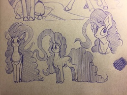 Size: 1280x960 | Tagged: safe, artist:greyscaleart, pinkie pie, earth pony, pony, g4, female, impossibly long hair, impossibly long tail, looking at you, sketch, smiling, solo, traditional art