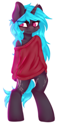 Size: 1361x2891 | Tagged: safe, artist:ruef, oc, oc only, oc:zevina, pony, unicorn, bipedal, clothes, fallout, female, lineless, mare, sweater