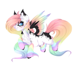 Size: 1600x1600 | Tagged: safe, artist:pvrii, oc, oc only, oc:spectrum splatter, pegasus, pony, art trade, colored wings, female, mare, multicolored wings, simple background, solo, transparent background