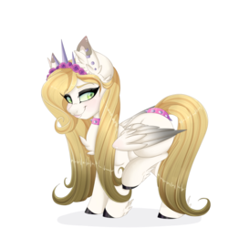 Size: 4000x4000 | Tagged: safe, artist:pvrii, oc, oc only, oc:angel thorn, pegasus, pony, absurd resolution, art trade, collar, female, mare, simple background, smiling, solo, spiked collar, transparent background