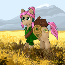 Size: 1000x1000 | Tagged: safe, artist:chovexani, oc, oc only, oc:savanna trotsford, earth pony, pony, female, mare, rope, savanna, solo