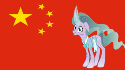 Size: 1920x1080 | Tagged: safe, mistmane, g4, china, flag