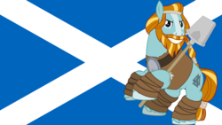 Size: 1920x1080 | Tagged: safe, rockhoof, earth pony, pony, g4, flag, male, scotland, scottish, scottish flag, stallion