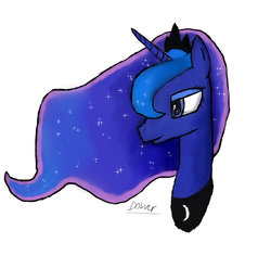 Size: 1024x1010 | Tagged: safe, artist:muffinslordofderp, princess luna, alicorn, pony, g4, bust, female, mare, portrait, simple background, solo, white background