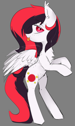 Size: 1440x2396 | Tagged: safe, artist:astralblues, oc, oc only, oc:kim lightning, pegasus, pony, bipedal, chest fluff, female, gray background, mare, rearing, simple background, solo, tongue out