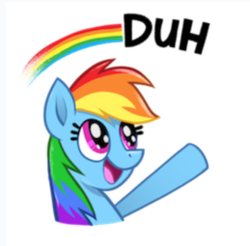 Size: 518x510 | Tagged: safe, artist:jublin, rainbow dash, g4, my little pony: the movie, bust, duh, female, open mouth, reaction image, simple background, smiling, solo, white background