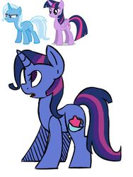 Size: 736x981 | Tagged: safe, artist:koteikow, trixie, twilight sparkle, alicorn, pony, g4, female, fusion, twilight sparkle (alicorn)