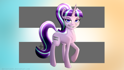 Size: 3466x1950 | Tagged: safe, artist:mercurial64, starlight glimmer, pony, unicorn, g4, equal cutie mark, evil smile, female, grin, looking at you, mare, raised hoof, smiling, solo