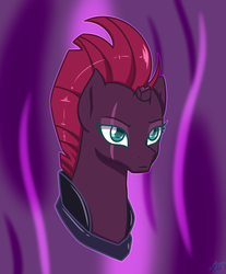 Size: 1831x2209 | Tagged: safe, artist:azura-arts, tempest shadow, pony, unicorn, g4, my little pony: the movie, broken horn, bust, eye scar, female, horn, mare, scar, solo