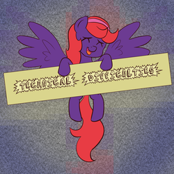 Size: 1000x1000 | Tagged: safe, artist:empyu, oc, oc only, oc:quick draw, pony, sign, solo
