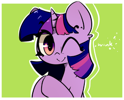 Size: 3600x2916 | Tagged: safe, artist:luxaestas, twilight sparkle, pony, g4, bust, female, high res, looking at you, one eye closed, smiling, solo, wink