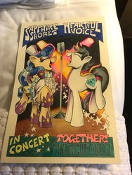 Size: 900x1200 | Tagged: safe, artist:andypriceart, sapphire shores, oc, oc:heartful voice, g4, commission, duo, singing