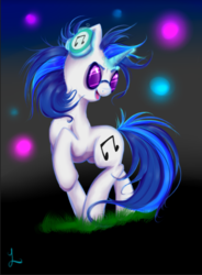 Size: 500x679 | Tagged: safe, artist:thefluffyvixen, dj pon-3, vinyl scratch, pony, unicorn, g4, female, mare, smiling, solo, sunglasses