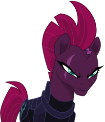 Size: 4877x5681 | Tagged: safe, artist:ejlightning007arts, tempest shadow, pony, unicorn, g4, my little pony: the movie, absurd resolution, broken horn, evil grin, eye scar, female, grin, horn, mare, scar, simple background, smiling, solo, transparent background, vector