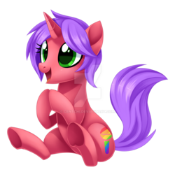 Size: 1024x1007 | Tagged: safe, artist:centchi, oc, oc only, oc:nicole colours, pony, unicorn, female, mare, simple background, sitting, solo, transparent background, watermark