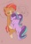 Size: 1536x2173 | Tagged: safe, artist:yanamosuda, starlight glimmer, sunburst, pony, unicorn, g4, bed, blushing, cuddling, cute, eyes closed, female, glasses, glimmerbetes, hug, male, mare, petting, pillow, ship:starburst, shipping, sleeping, smiling, stallion, straight