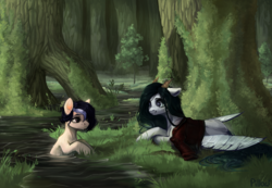 Size: 2123x1472 | Tagged: safe, artist:graypillow, oc, oc only, pony, nature, river, scenery