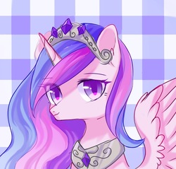 Size: 1150x1100 | Tagged: safe, artist:leafywind, oc, oc only, alicorn, pony, abstract background, alicorn oc, bust, crown, female, jewelry, mare, not cadance, portrait, regalia, solo