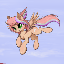 Size: 2165x2164 | Tagged: safe, artist:orang111, oc, oc only, oc:sweet skies, pegasus, pony, female, flying, high res, mare, solo