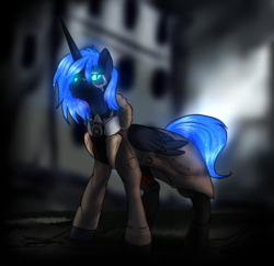 Size: 2066x2000 | Tagged: safe, artist:not-ordinary-pony, princess luna, alicorn, pony, g4, clothes, commission, female, glowing eyes, glowing mane, high res, mare, point commission, solo