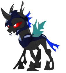 Size: 429x472 | Tagged: safe, artist:ilovethetalkingclock, oc, oc only, oc:ticktock, changeling, armor, base used, changeling armor, changeling guard, changeling oc, female, solo