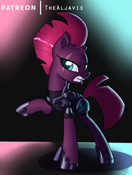 Size: 1200x1600 | Tagged: safe, artist:thealjavis, tempest shadow, pony, g4, my little pony: the movie, broken horn, female, horn, raised hoof, solo