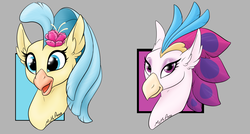 Size: 1528x816 | Tagged: safe, artist:mythpony, edit, princess skystar, queen novo, classical hippogriff, hippogriff, g4, my little pony: the movie, bust, daughter, family, female, mother, mother and daughter, portrait, princess, princess and queen, queen, royal family, royalty