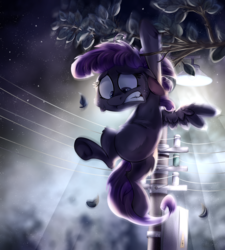 Size: 1217x1350 | Tagged: safe, artist:jumblehorse, artist:v747, pony, armpits, collaboration, gritted teeth, power line, solo