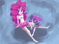 Size: 2224x1668 | Tagged: safe, artist:hananpacha, pinkie pie, starlight glimmer, equestria girls, equestria girls specials, g4, my little pony equestria girls: better together, my little pony equestria girls: mirror magic, clothes, looking at you, missing shoes, pantyhose, smiling, tutu