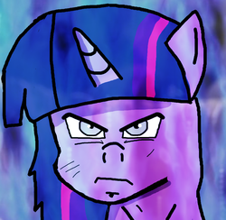 Size: 902x880 | Tagged: safe, artist:artiks, derpibooru exclusive, twilight sparkle, pony, g4, dragon ball, dragon ball super, female, looking at you, mare, solo, ultra instinct