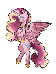 Size: 1998x2664 | Tagged: safe, artist:elmarossi, pinkie pie, princess cadance, alicorn, pony, g4, bandaid, female, fusion, mare, simple background, solo, transparent background, xk-class end-of-the-world scenario