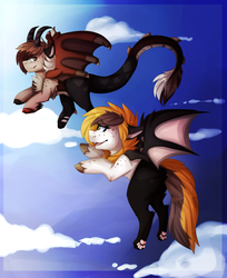 Size: 1500x1840 | Tagged: safe, artist:oddends, oc, oc only, oc:abraxas, oc:aeon, hybrid