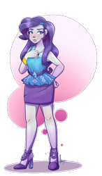 Size: 598x1024 | Tagged: safe, artist:fluterloo, rarity, equestria girls, equestria girls series, g4, abstract background, clothes, dress, female, high heels, rarity peplum dress, shoes, simple background, solo, transparent background