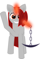 Size: 1359x2000 | Tagged: safe, artist:onil innarin, oc, oc only, oc:ore pie, 2018 community collab, derpibooru community collaboration, cute, foal, grin, levitation, looking at you, magic, pickaxe, simple background, smiling, telekinesis, transparent background, vector, waving