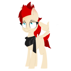 Size: 2160x2160 | Tagged: safe, artist:zvn, derpibooru exclusive, oc, oc only, oc:red pone (8chan), 2018 community collab, derpibooru community collaboration, /pone/, 8chan, clothes, high res, lineless, scarf, simple background, solo, transparent background, wing gesture, wing hands