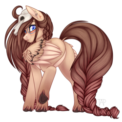 Size: 894x894 | Tagged: safe, artist:mittz-the-trash-lord, oc, oc only, oc:ondrea, pegasus, pony, 2018 community collab, derpibooru community collaboration, blushing, braid, braided tail, butt, cute, dock, ear piercing, earring, featureless crotch, female, jewelry, looking back, mare, piercing, plot, raised leg, rear view, simple background, solo, transparent background, unshorn fetlocks, wings