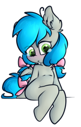 Size: 1282x2000 | Tagged: safe, artist:ashee, oc, oc only, oc:darcy sinclair, pegasus, pony, semi-anthro, bow, chibi, crying, looking at you, simple background, sitting, solo, transparent background